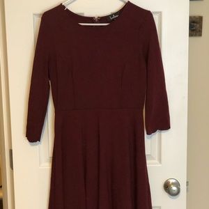 Maroon Lulus Scalloped Hem Dress